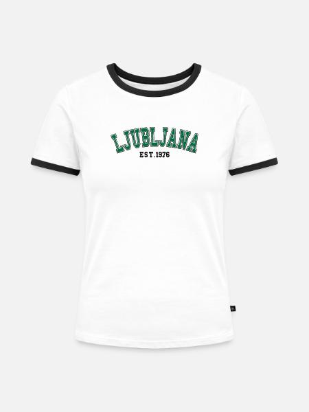 Ljubljana gegründet 1976 - Frauen Kontrast-T-Shirt - Weiß/Schwarz