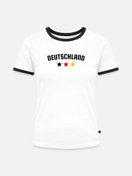 Deutschland 3 Sterne Design - Frauen Kontrast-T-Shirt - Weiß/Schwarz