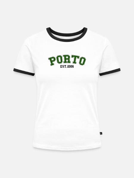 Porto gegründet 2006 - Frauen Kontrast-T-Shirt - Weiß/Schwarz