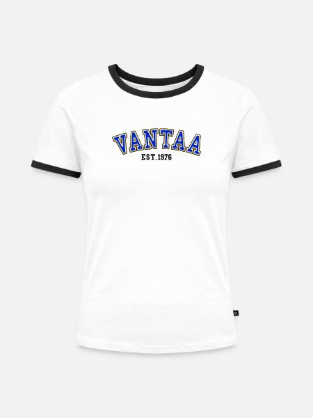 Vantaa gegründet 1976 - Frauen Kontrast-T-Shirt - Weiß/Schwarz