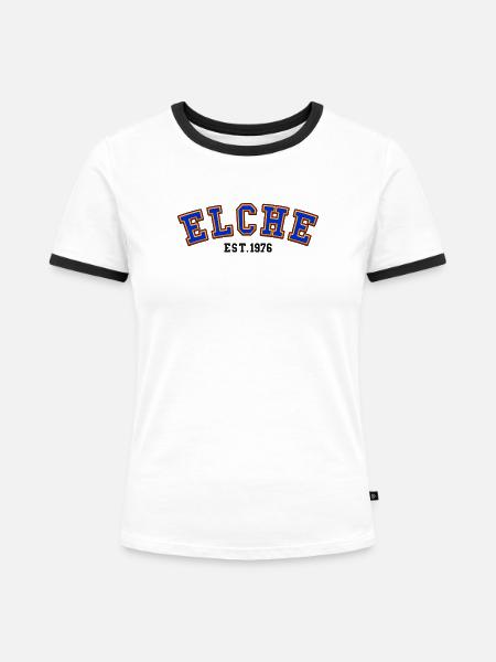 Elche gegründet 1976 - Frauen Kontrast-T-Shirt - Weiß/Schwarz