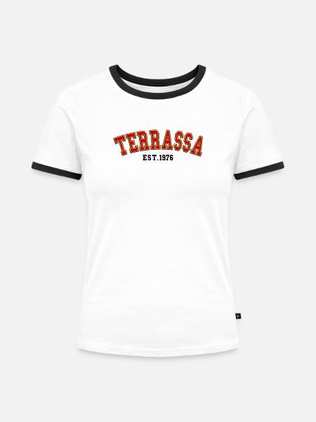 Terrassa gegründet 1976 - Frauen Kontrast-T-Shirt - Weiß/Schwarz