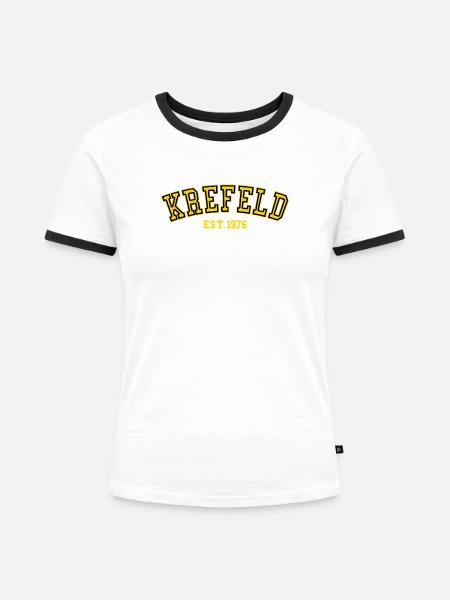 Krefeld gegründet 1976 - Frauen Kontrast-T-Shirt - Weiß/Schwarz
