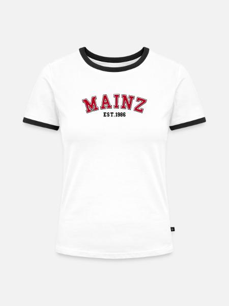 Mainz gegründet 1986 - Frauen Kontrast-T-Shirt - Weiß/Schwarz