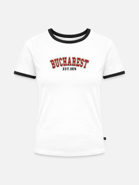 Bukarest gegründet 1976 - Frauen Kontrast-T-Shirt - Weiß/Schwarz