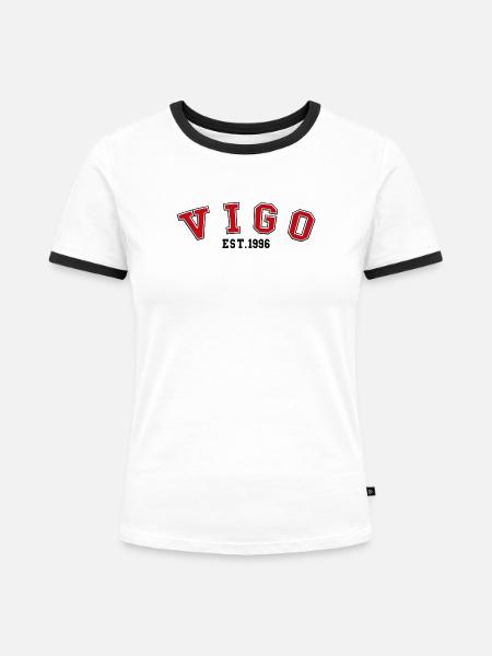 Vigo gegründet 1996 - Frauen Kontrast-T-Shirt - Weiß/Schwarz