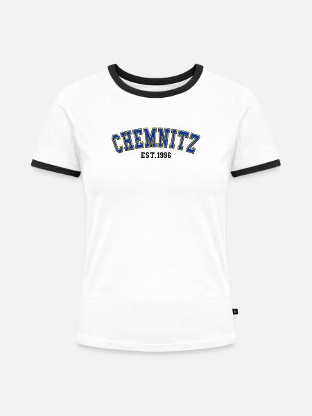 Chemnitz gegründet 1996 - Frauen Kontrast-T-Shirt - Weiß/Schwarz