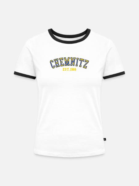 Chemnitz gegründet 1966 - Frauen Kontrast-T-Shirt - Weiß/Schwarz