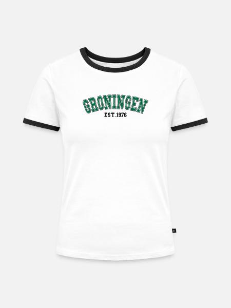 Groningen gegründet 1976 - Frauen Kontrast-T-Shirt - Weiß/Schwarz