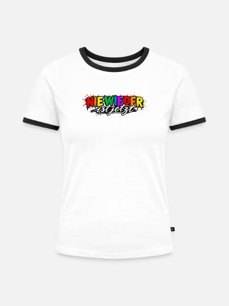 Nie Wieder ist Jetzt Graffiti - Frauen Kontrast-T-Shirt - Weiß/Schwarz