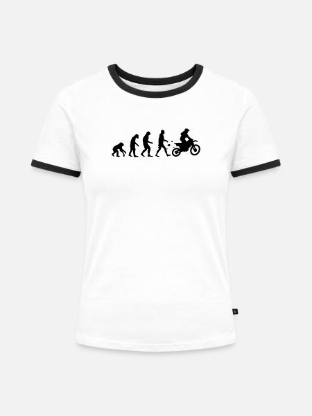 evolution motocross - Frauen Kontrast-T-Shirt - Weiß/Schwarz