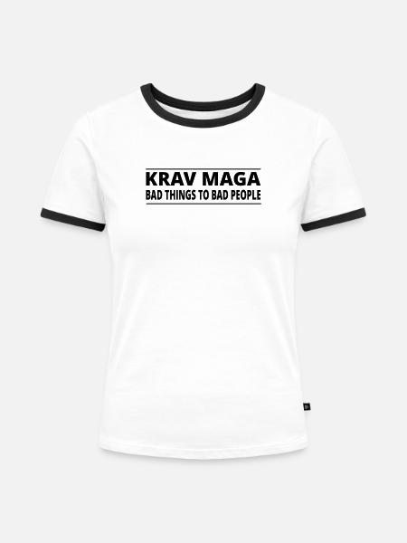 KravMaga | BAD THINGS - Frauen Kontrast-T-Shirt - Weiß/Schwarz