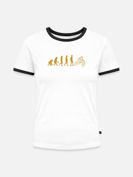 Evolution Moto Rider - Frauen Kontrast-T-Shirt - Weiß/Schwarz