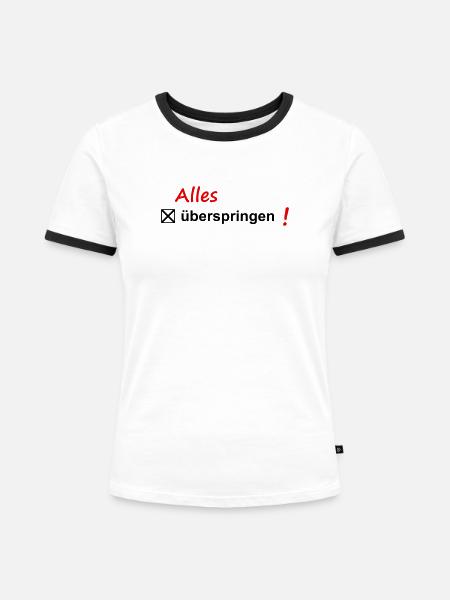 Ueberspringen - Frauen Kontrast-T-Shirt - Weiß/Schwarz