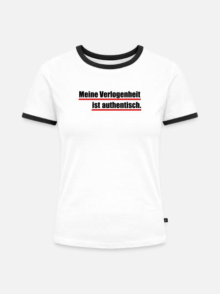 Verlogenheit - Frauen Kontrast-T-Shirt - Weiß/Schwarz
