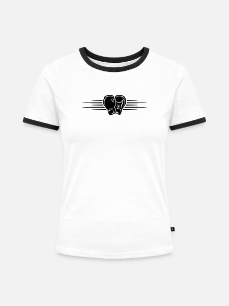Boxhandschuhe Symbol Logo - Frauen Kontrast-T-Shirt - Weiß/Schwarz
