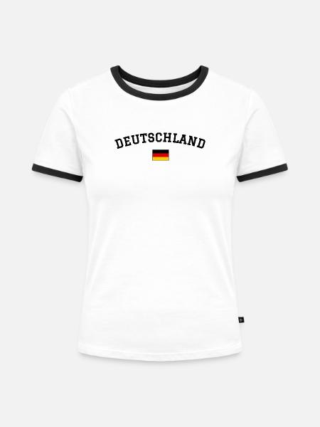 Deutschland Flaggenminimal - Frauen Kontrast-T-Shirt - Weiß/Schwarz