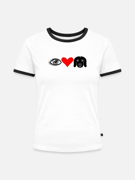 I (Eye) Love Dogs - Frauen Kontrast-T-Shirt - Weiß/Schwarz