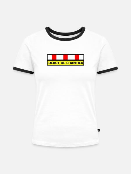 Beginn der Arbeiten - Frauen Kontrast-T-Shirt - Weiß/Schwarz