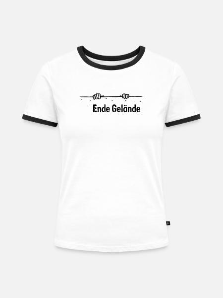 Ende Gelaende - Frauen Kontrast-T-Shirt - Weiß/Schwarz