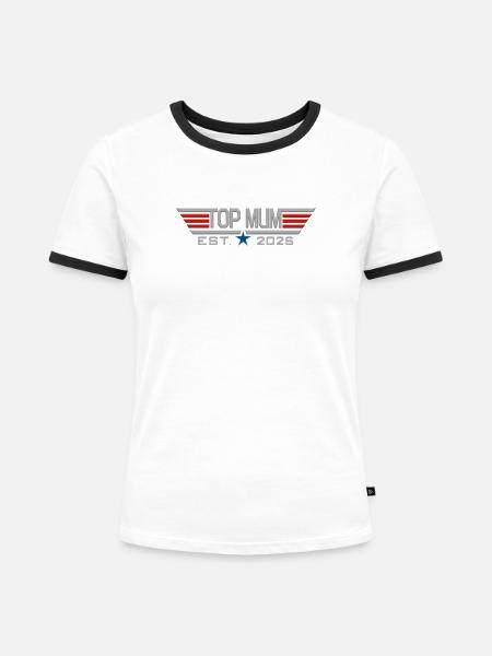 Top-Mutter Est. 2026 - Frauen Kontrast-T-Shirt - Weiß/Schwarz