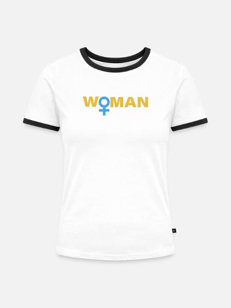 WOMAN - Frauen Kontrast-T-Shirt - Weiß/Schwarz