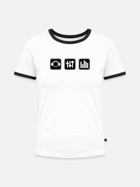 Musiksymbole 2 - Frauen Kontrast-T-Shirt - Weiß/Schwarz