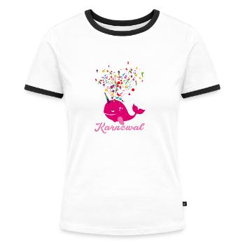 karnewal,wal,konfetti,karneval,walfisch - Frauen Kontrast-T-Shirt - Weiß/Schwarz - Vorne - Selfina (174cm)