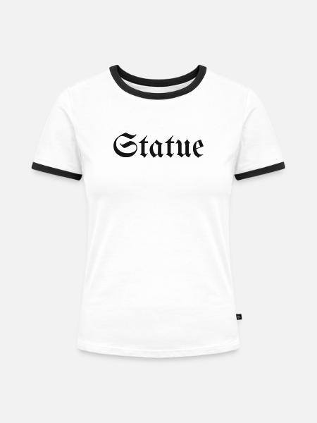 Gotische Statue - Frauen Kontrast-T-Shirt - Weiß/Schwarz