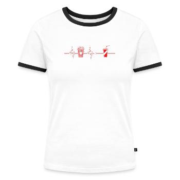 Popcorn Heartbeat - Frauen Kontrast-T-Shirt - Weiß/Schwarz - Vorne - Selfina (174cm)