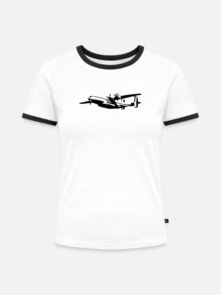 Antonov 22 - Frauen Kontrast-T-Shirt - Weiß/Schwarz