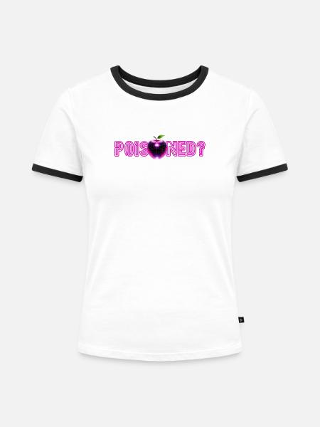 Neon-Apple mit Glitzer-Effekt - Frauen Kontrast-T-Shirt - Weiß/Schwarz