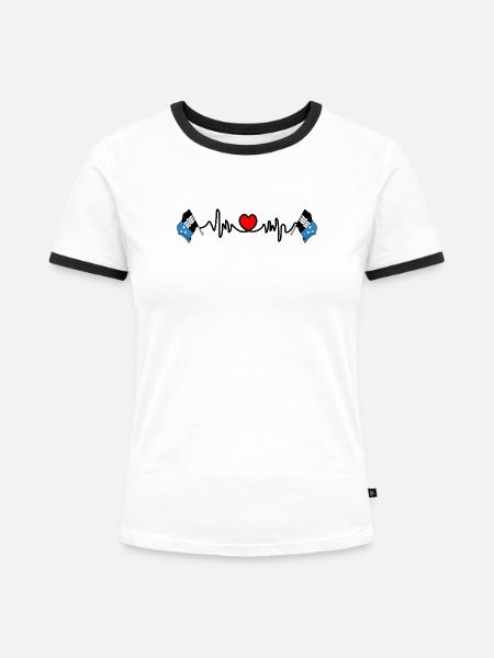 Herzfrequenz-Cardio für den Aargau Schweiz - Frauen Kontrast-T-Shirt - Weiß/Schwarz