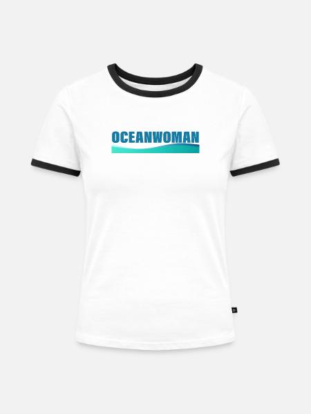 OCEANWOMAN - Frauen Kontrast-T-Shirt - Weiß/Schwarz