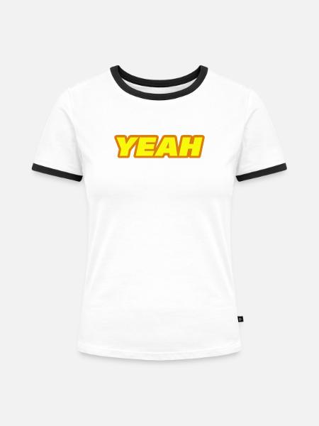 YEAH - Frauen Kontrast-T-Shirt - Weiß/Schwarz