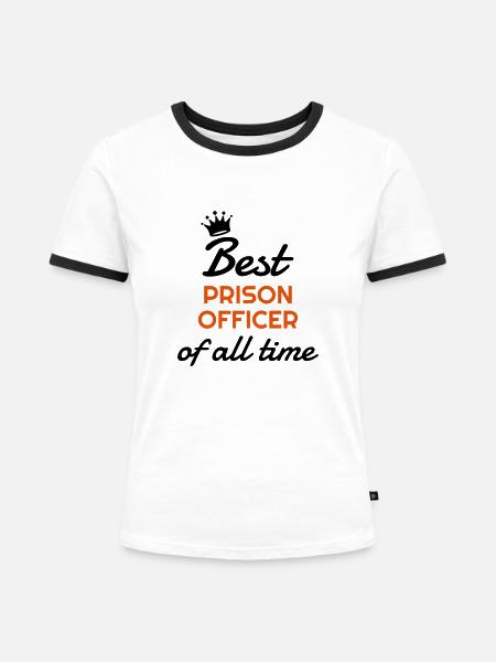 Gefängniswärter / Gefängnis / Polizei / Zelle - Frauen Kontrast-T-Shirt - Weiß/Schwarz