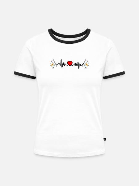 Herzfrequenz-Cardio für Zypern - Frauen Kontrast-T-Shirt - Weiß/Schwarz