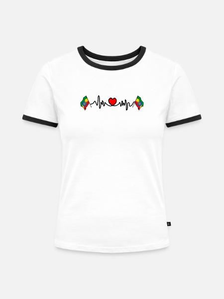 Herzfrequenz-Cardio für Äthiopien - Frauen Kontrast-T-Shirt - Weiß/Schwarz