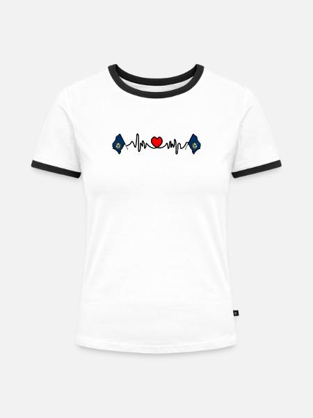 Herzfrequenz-Cardio für Vermont - Frauen Kontrast-T-Shirt - Weiß/Schwarz