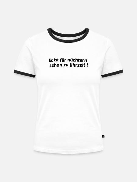 Zu Uhrzeit - Frauen Kontrast-T-Shirt - Weiß/Schwarz