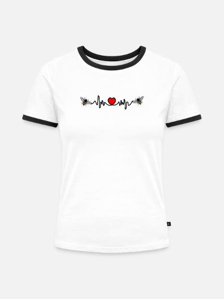 Cardio-Liebe für Bienen - Frauen Kontrast-T-Shirt - Weiß/Schwarz