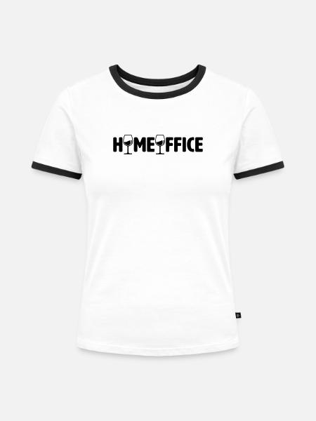 Homeoffice Weingläser - Frauen Kontrast-T-Shirt - Weiß/Schwarz