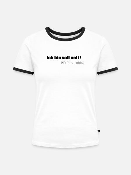 Voll nett - Frauen Kontrast-T-Shirt - Weiß/Schwarz