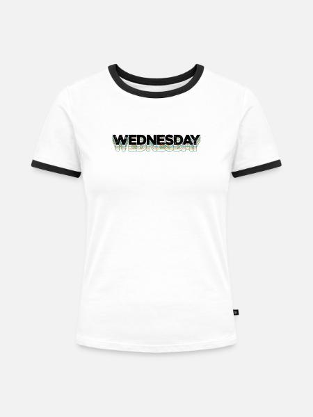 Mittwoch - Frauen Kontrast-T-Shirt - Weiß/Schwarz