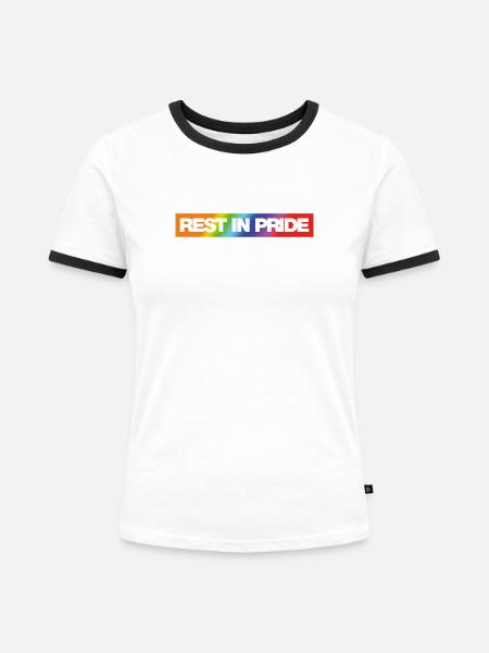REST IN PRIDE (R.I.P.) Rainbow - Frauen Kontrast-T-Shirt - Weiß/Schwarz