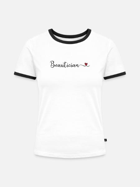 Kosmetikerin - Frauen Kontrast-T-Shirt - Weiß/Schwarz