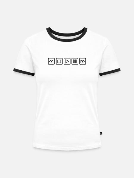 CD Player Buttons - Frauen Kontrast-T-Shirt - Weiß/Schwarz
