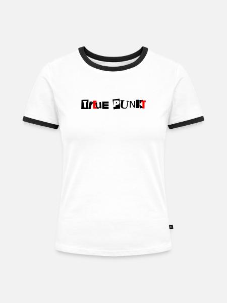 True Punk Treuepunkt - Frauen Kontrast-T-Shirt - Weiß/Schwarz