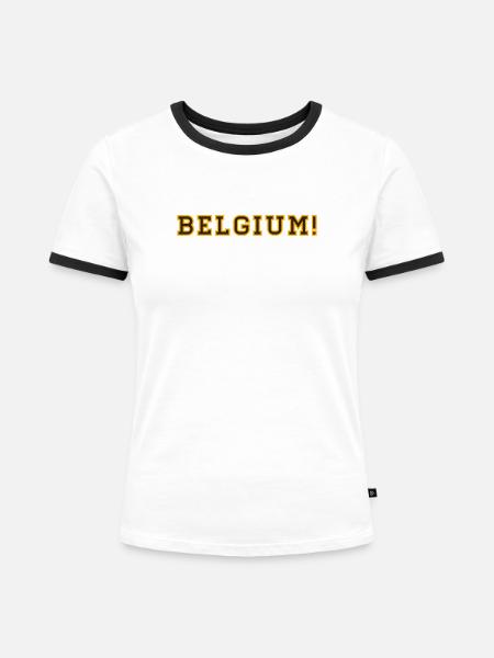 Belgien! - Frauen Kontrast-T-Shirt - Weiß/Schwarz