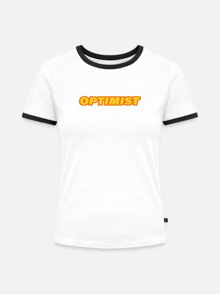 OPTIMIST - Frauen Kontrast-T-Shirt - Weiß/Schwarz